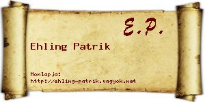 Ehling Patrik névjegykártya